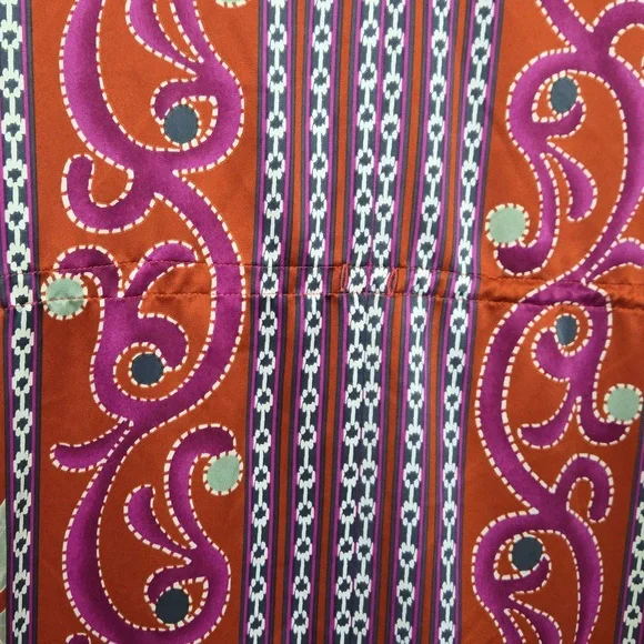 NATORI CAFTAN PINK ORANGE YELLOW ORIENTAL FLOWERS PAISLEY NIGHTGOWN LEISURE S - Picture 10 of 12